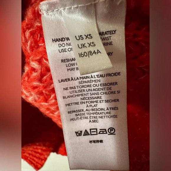 ANTHROPOLOGIE Wool Blend V Neck Knit Sweater XS SOFT COZY Orangey Pink GORGEOUS - Picture 5 of 10